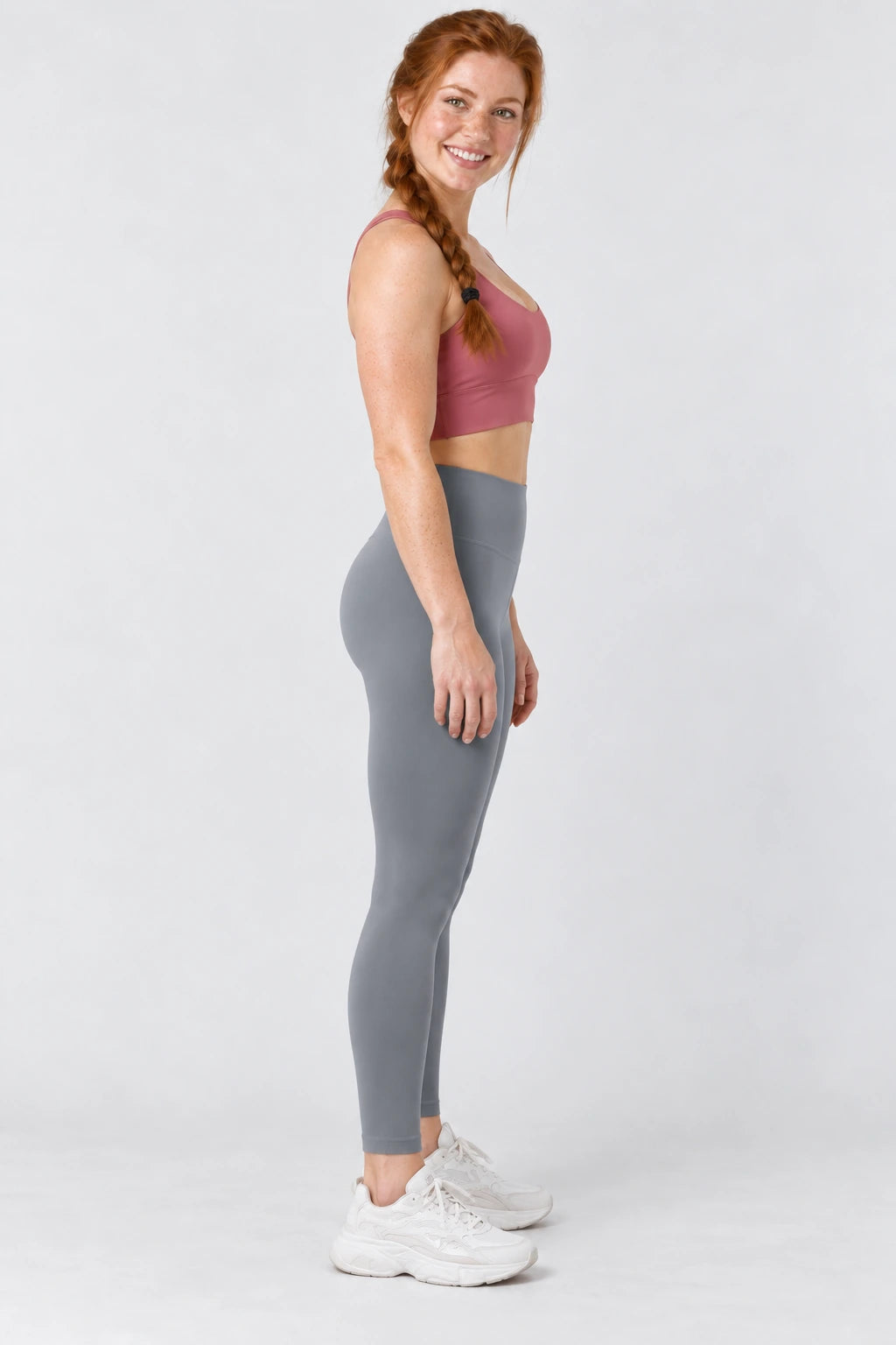 WEARHUB Polyester-Spandex Sculpting Yoga Leggings — Khaki, side view