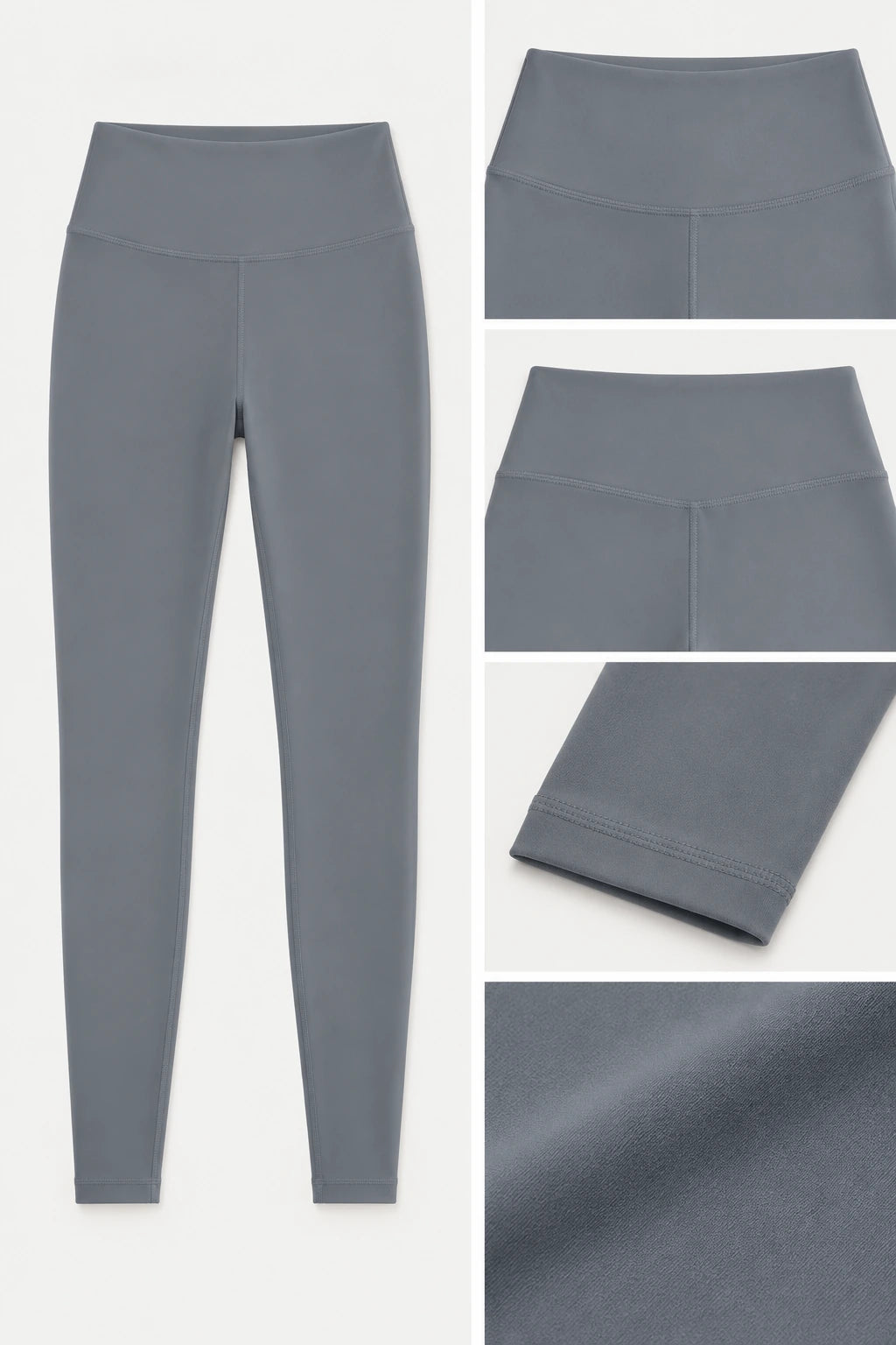WEARHUB Polyester-Spandex Sculpting Yoga Leggings — Khaki, fabric and stitching details