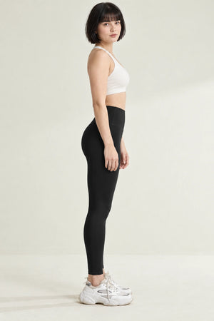 WEARHUB Polyester-Spandex Curved-Seam Sculpting Yoga Leggings — Dusty Rose, side view