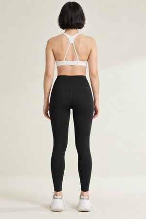 WEARHUB Polyester-Spandex Curved-Seam Sculpting Yoga Leggings — Dusty Rose, back view