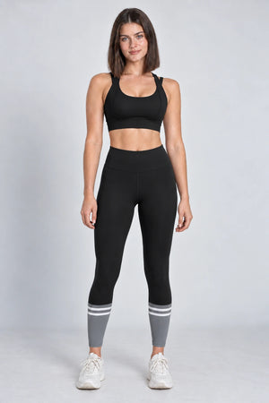 WEARHUB Polyester-Spandex Hem-Panel Active Pants — Starry Black, front view