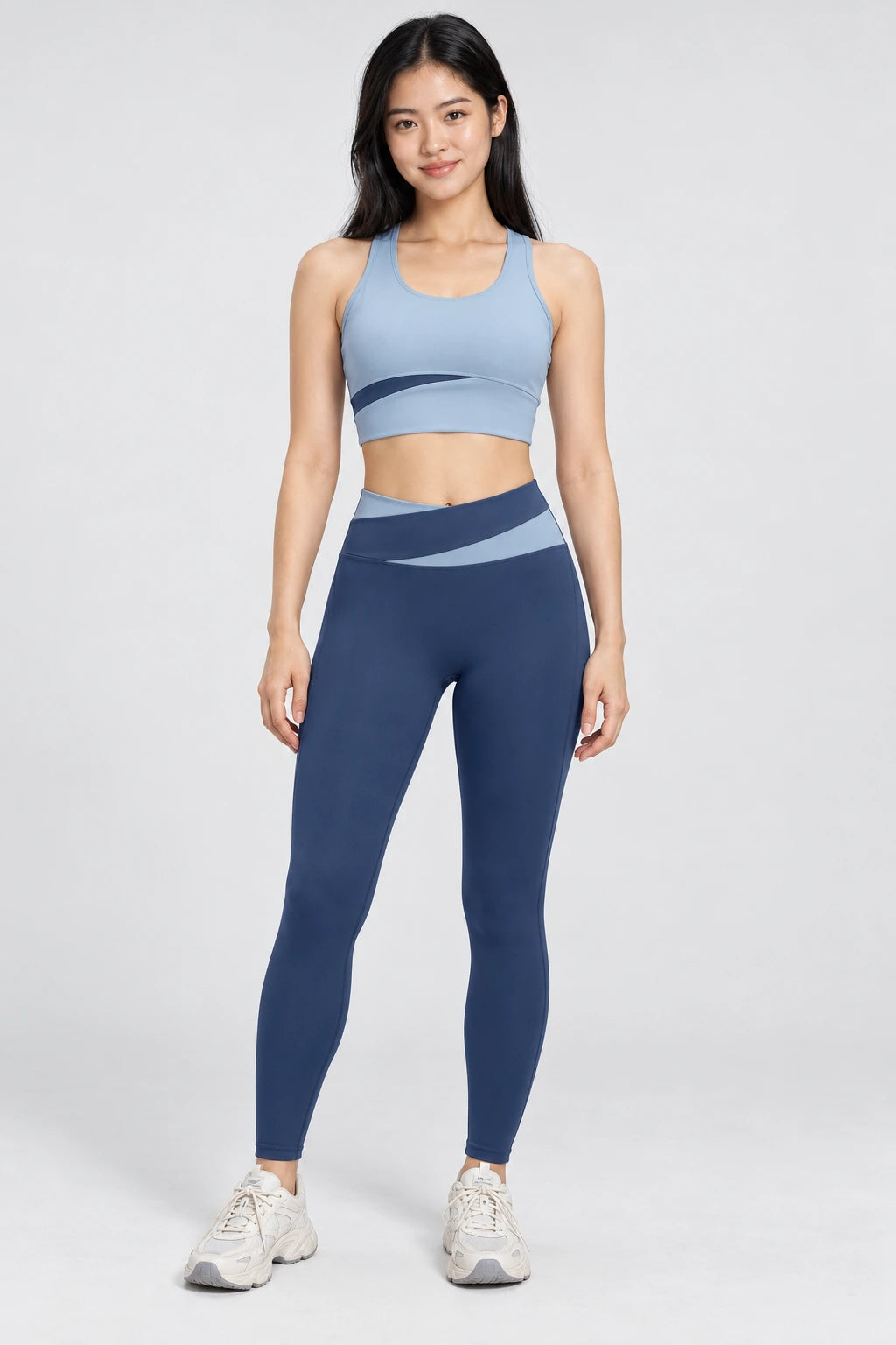 WEARHUB Polyester-Spandex Color-Block Active Pants — Starry Black, front view