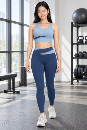 WEARHUB Polyester-Spandex Color-Block Active Pants — Starry Black, lifestyle view