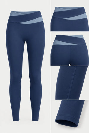 WEARHUB Polyester-Spandex Color-Block Active Pants — Starry Black, fabric and stitching details