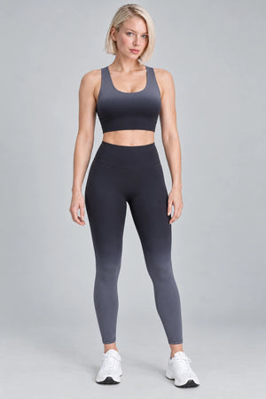 WEARHUB Nylon-Spandex Dip-Dyed Ombre Active Pants — Smoky Green, front view