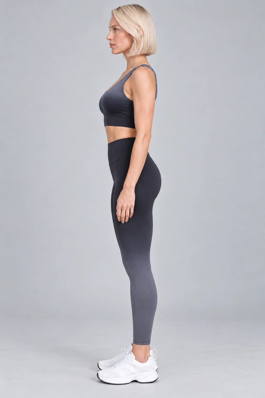 WEARHUB Nylon-Spandex Dip-Dyed Ombre Active Pants — Smoky Green, side view