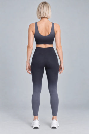 WEARHUB Nylon-Spandex Dip-Dyed Ombre Active Pants — Smoky Green, back view