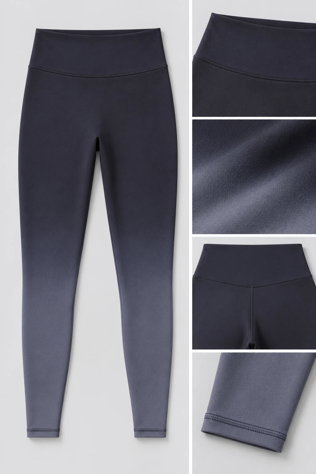WEARHUB Nylon-Spandex Dip-Dyed Ombre Active Pants — Smoky Green, fabric and stitching details