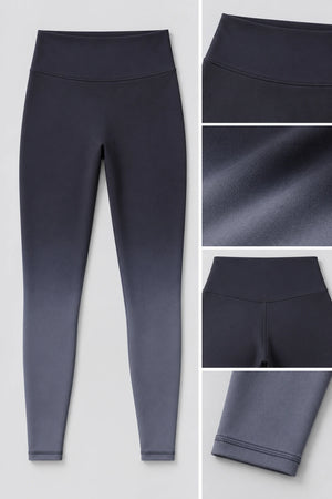 WEARHUB Nylon-Spandex Dip-Dyed Ombre Active Pants — Smoky Green, fabric and stitching details