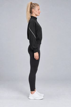 WEARHUB Polyester-Spandex Contrast-Stripe Fleece-Lined Active Jacket — product, side view