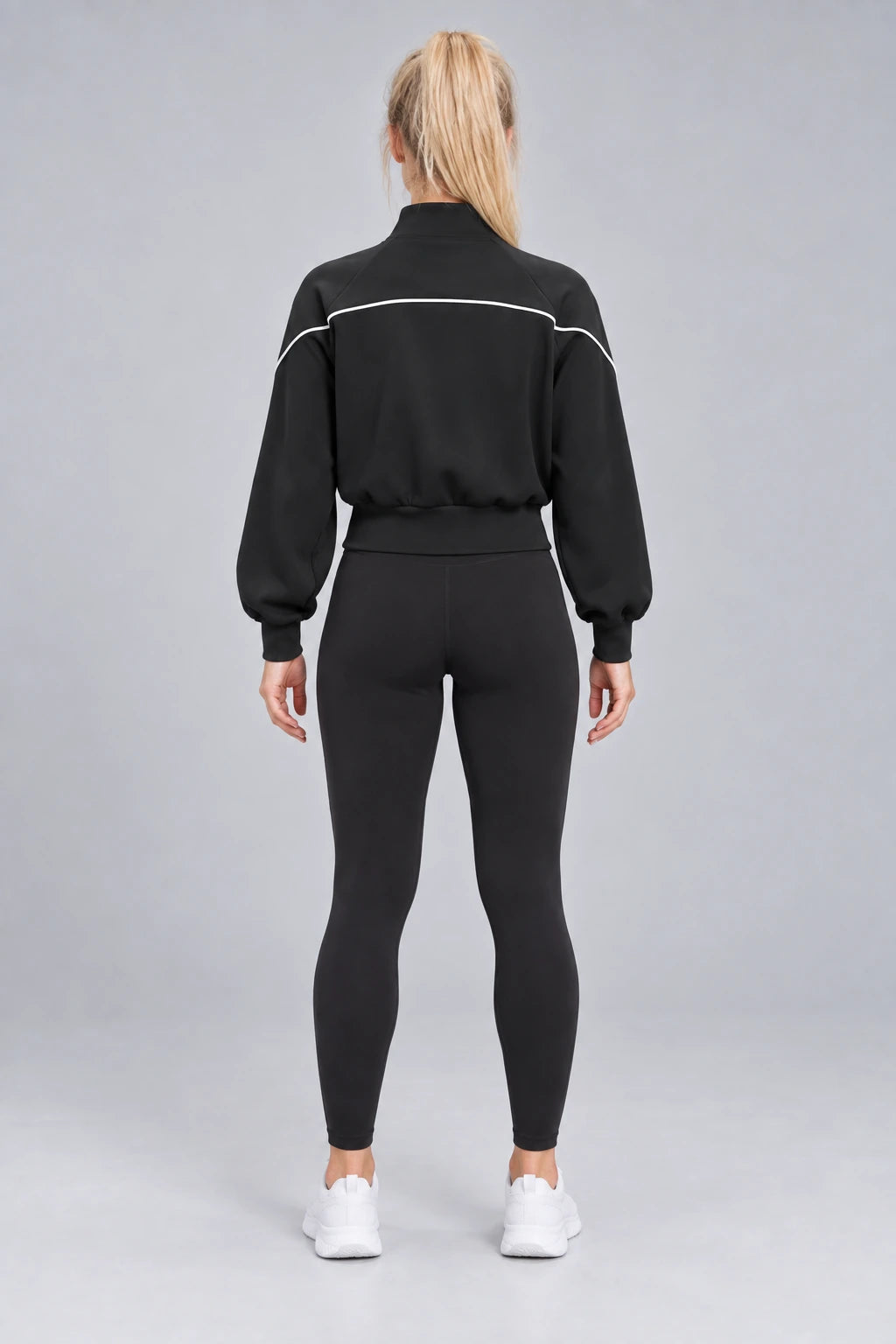 WEARHUB Polyester-Spandex Contrast-Stripe Fleece-Lined Active Jacket — product, back view