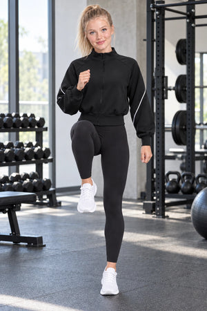 WEARHUB Polyester-Spandex Contrast-Stripe Fleece-Lined Active Jacket — product, scene view