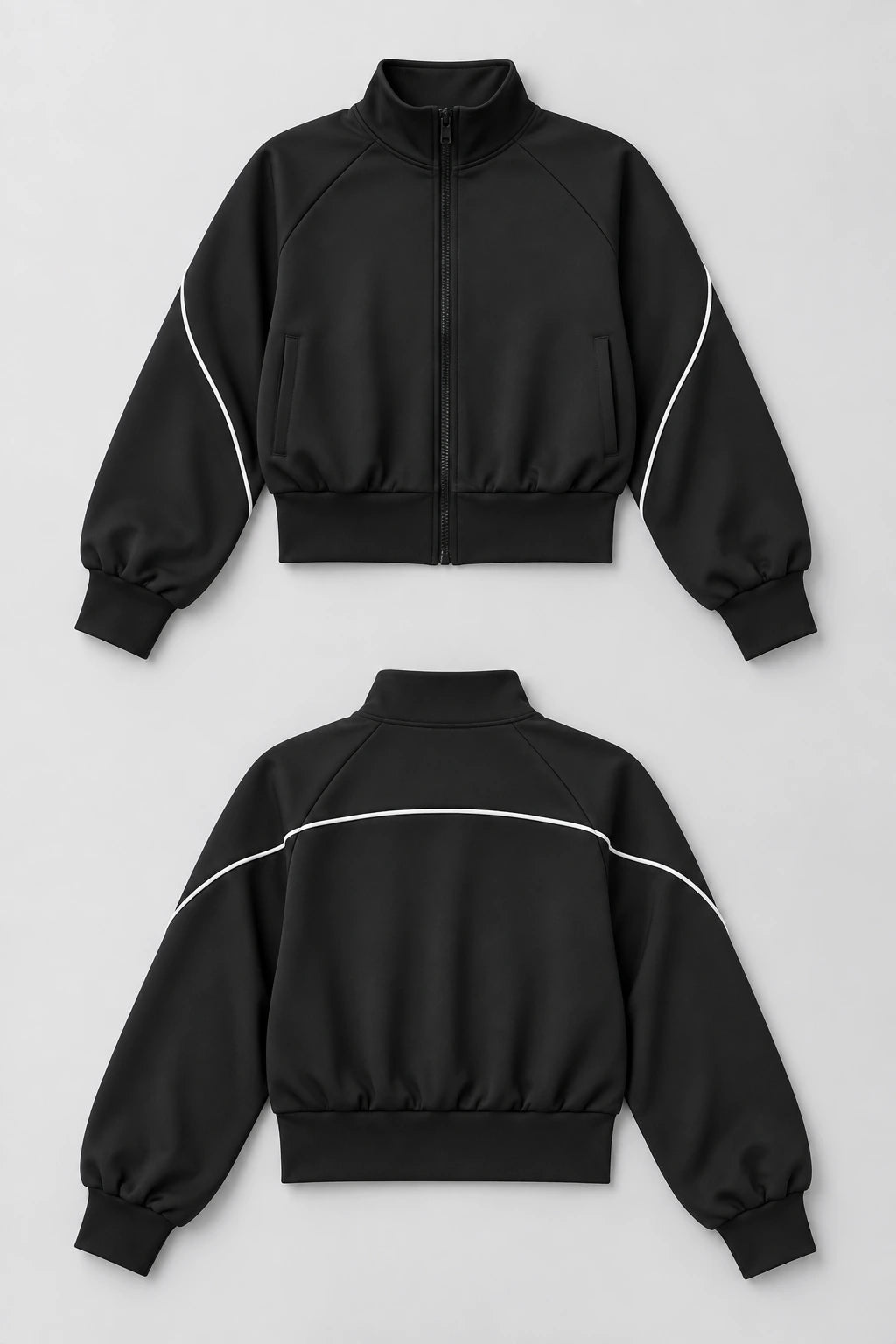 WEARHUB Polyester-Spandex Contrast-Stripe Fleece-Lined Active Jacket — product, details view