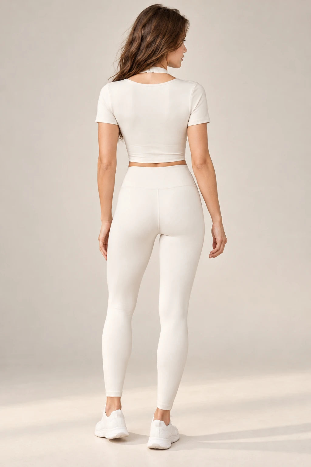 WEARHUB Polyester-Spandex Halter Short-Sleeve Active Top — product, back view