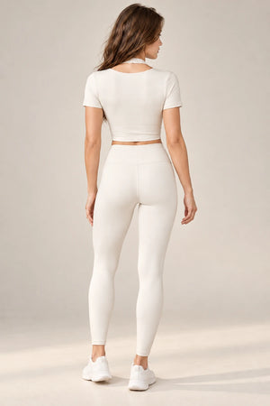 WEARHUB Polyester-Spandex Halter Short-Sleeve Active Top — product, back view