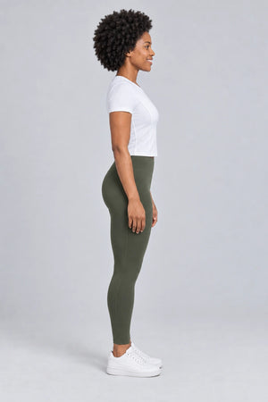WEARHUB Polyester-Spandex Ruched-Back Short-Sleeve Active Top — product, side view
