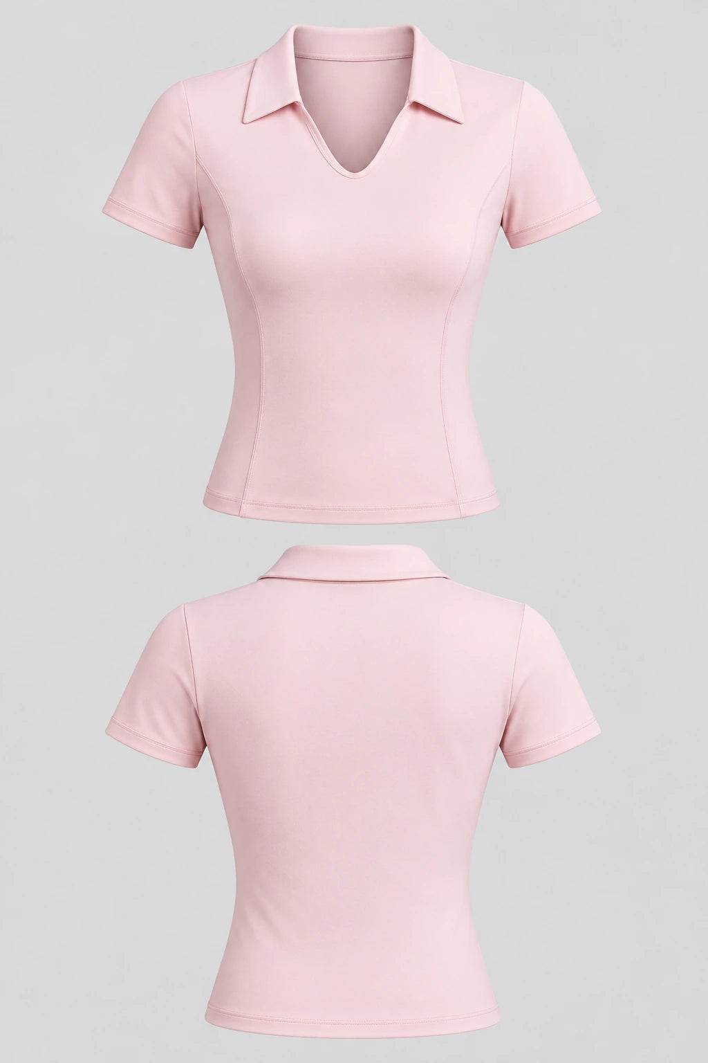 WEARHUB Polyester-Spandex Collared Short-Sleeve Active Top — product, details view
