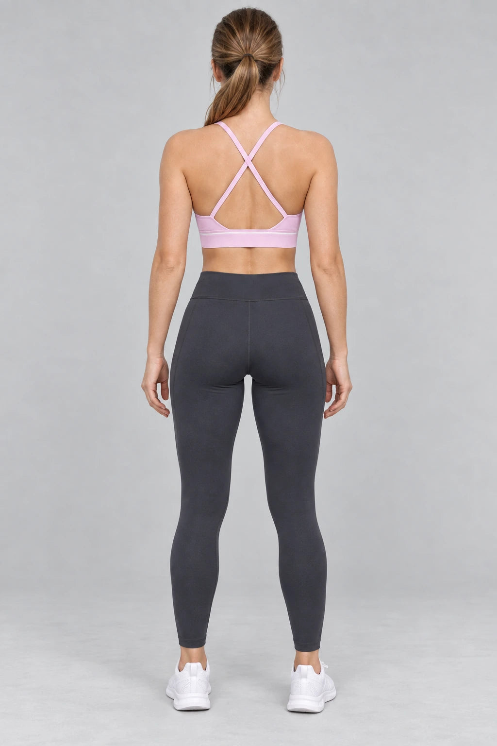 WEARHUB Polyester-Spandex EU-Sized V-Neck Sports Bra — product, back view