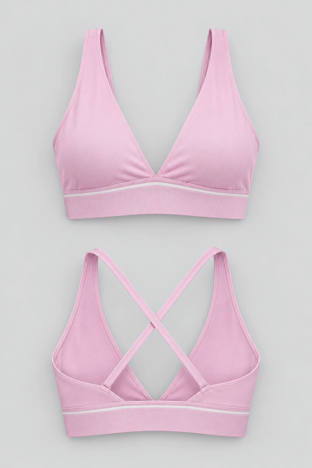 WEARHUB Polyester-Spandex EU-Sized V-Neck Sports Bra — product, details view