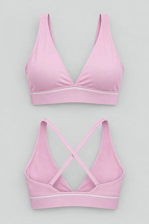 WEARHUB Polyester-Spandex EU-Sized V-Neck Sports Bra — product, details view