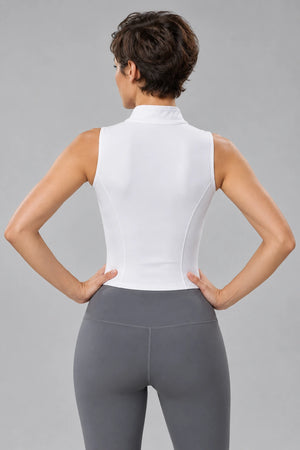 WEARHUB Polyester-Spandex Sleeveless Active Jacket — White, back view