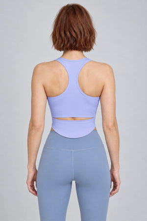 WEARHUB Polyester-Spandex Scoop-Neck Active Tank — Khaki, back view