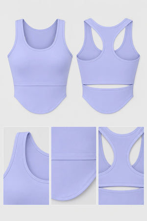 WEARHUB Polyester-Spandex Scoop-Neck Active Tank — Khaki, fabric and stitching details