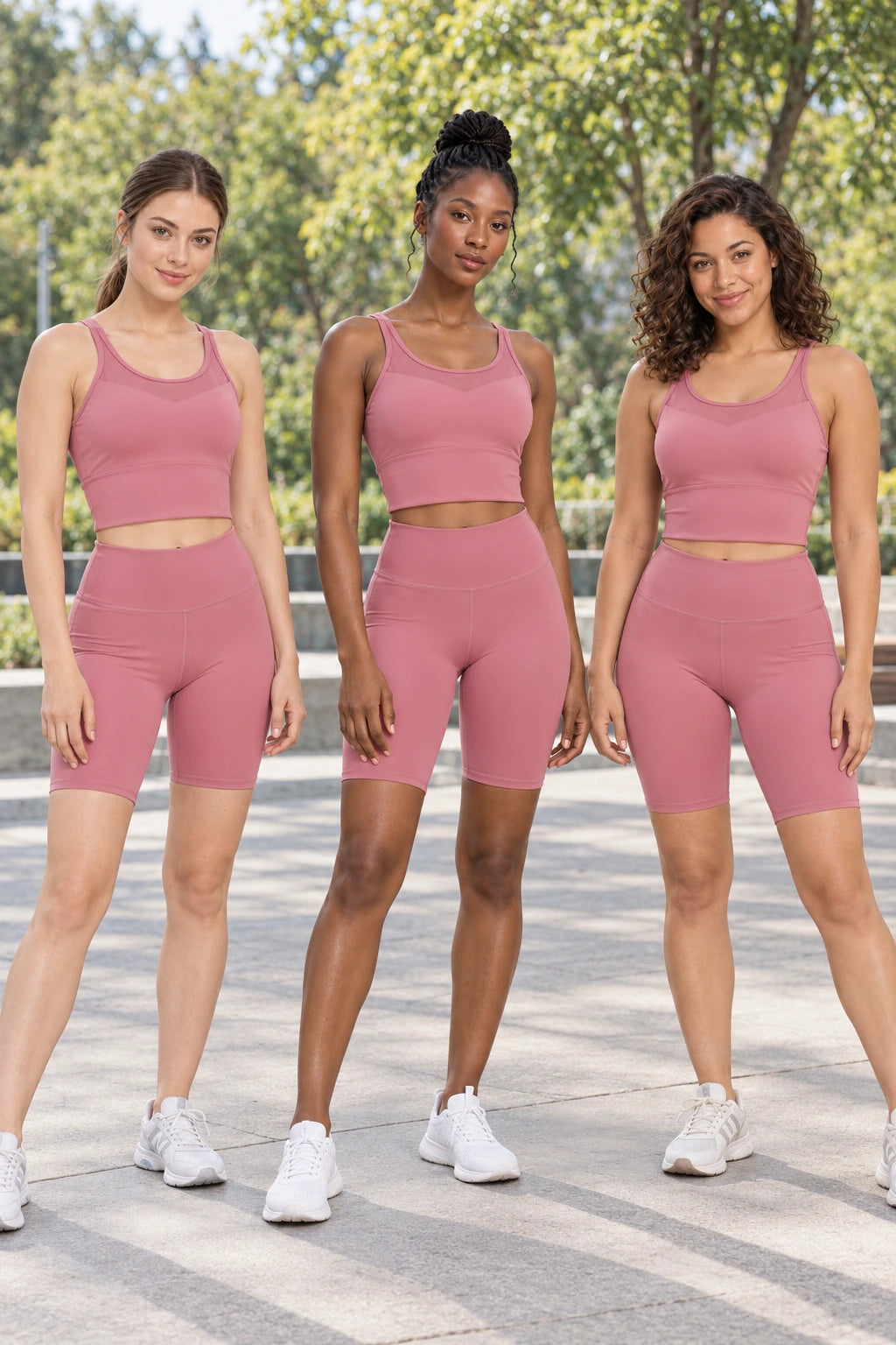 WEARHUB Polyester-Spandex Thin-Strap Mesh Sports Bra — Whale Blue, shown on multiple models