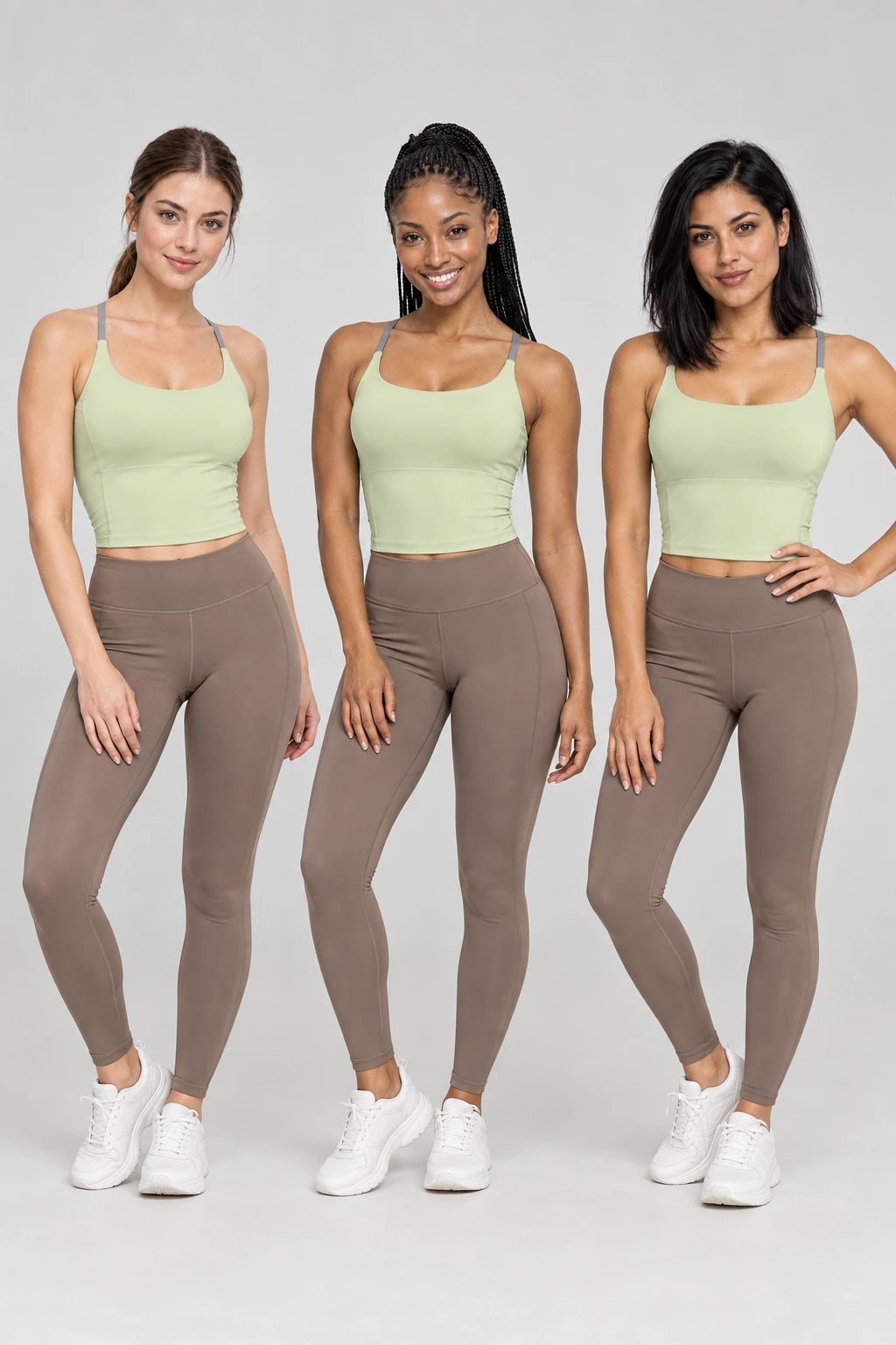 WEARHUB Polyester-Spandex Color-Block Spaghetti-Strap Sports Bra — product, multiracial view