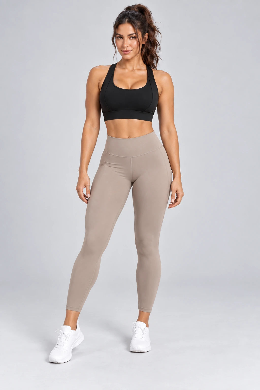 WEARHUB Polyester-Spandex Double-Strap Sports Bra — Lake Grey Blue, front view