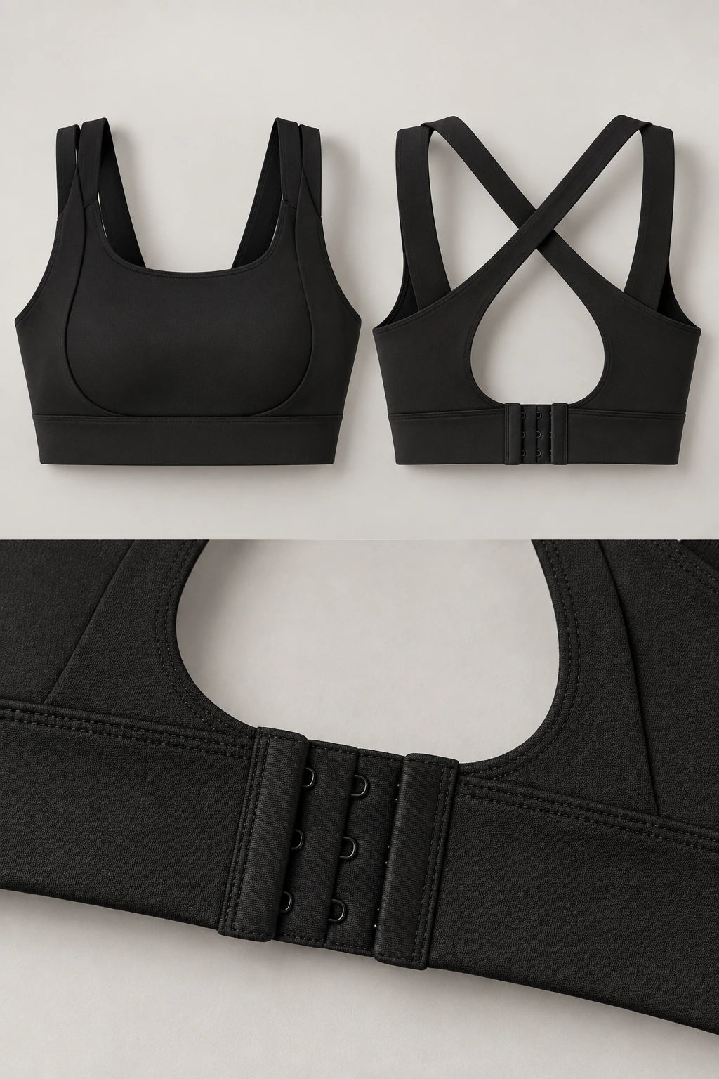 WEARHUB Polyester-Spandex Double-Strap Sports Bra — product, details view