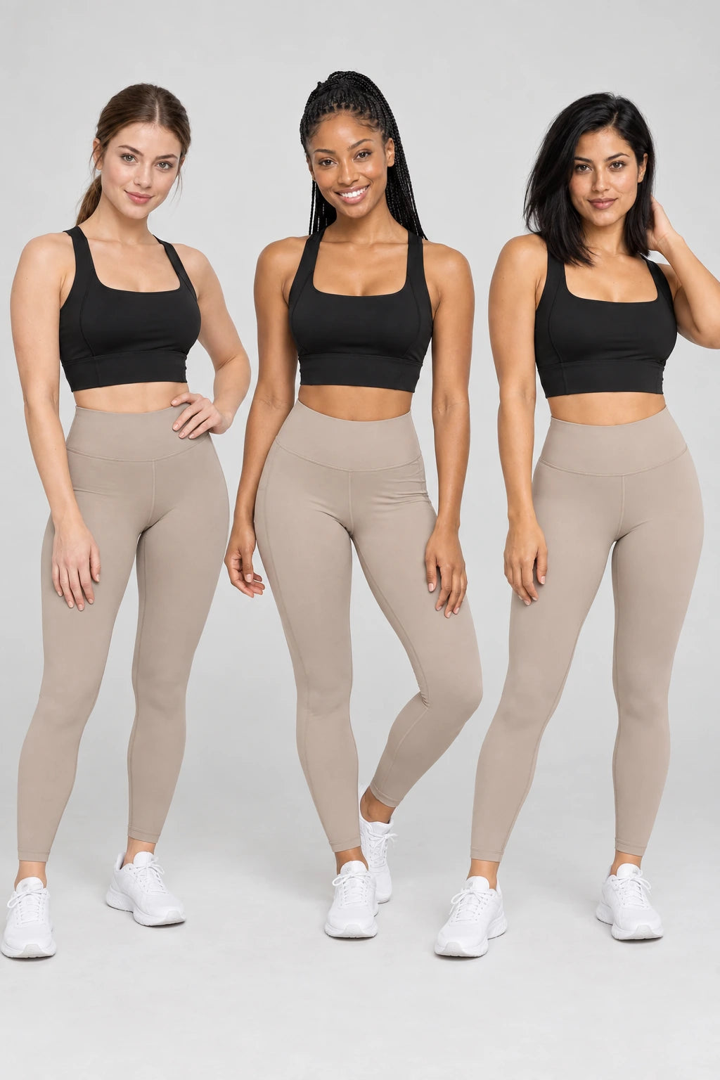 WEARHUB Polyester-Spandex Double-Strap Sports Bra — product, multiracial view