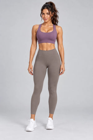 WEARHUB Polyester-Spandex Double-Strap Sports Bra — Berry Purple, color front view