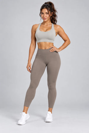 WEARHUB Polyester-Spandex Double-Strap Sports Bra — Pale Grey, color front view