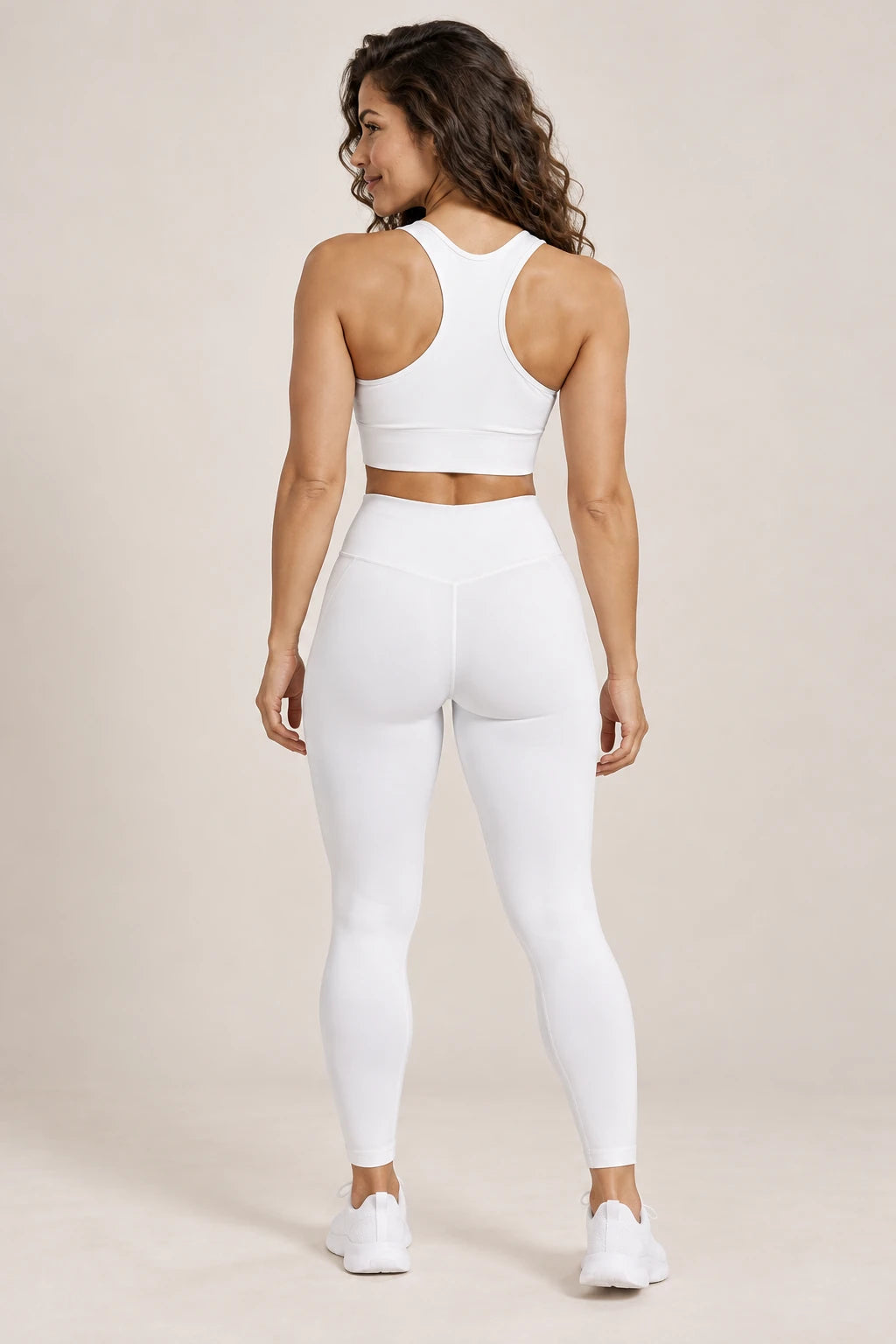 WEARHUB Polyester-Spandex Front-Zip Ruched Sports Bra — product, back view