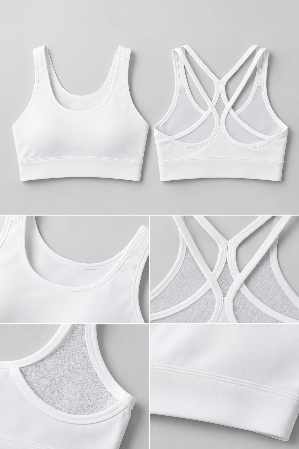 WEARHUB Polyester-Spandex Mesh Crisscross Sports Bra — product, details view