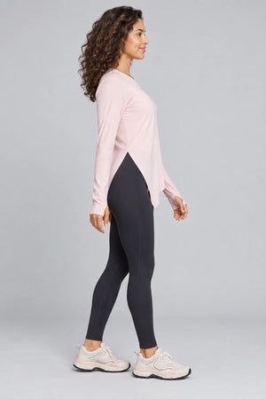 WEARHUB Polyester-Spandex Silky-Touch Relaxed Long-Sleeve Top — product, side view