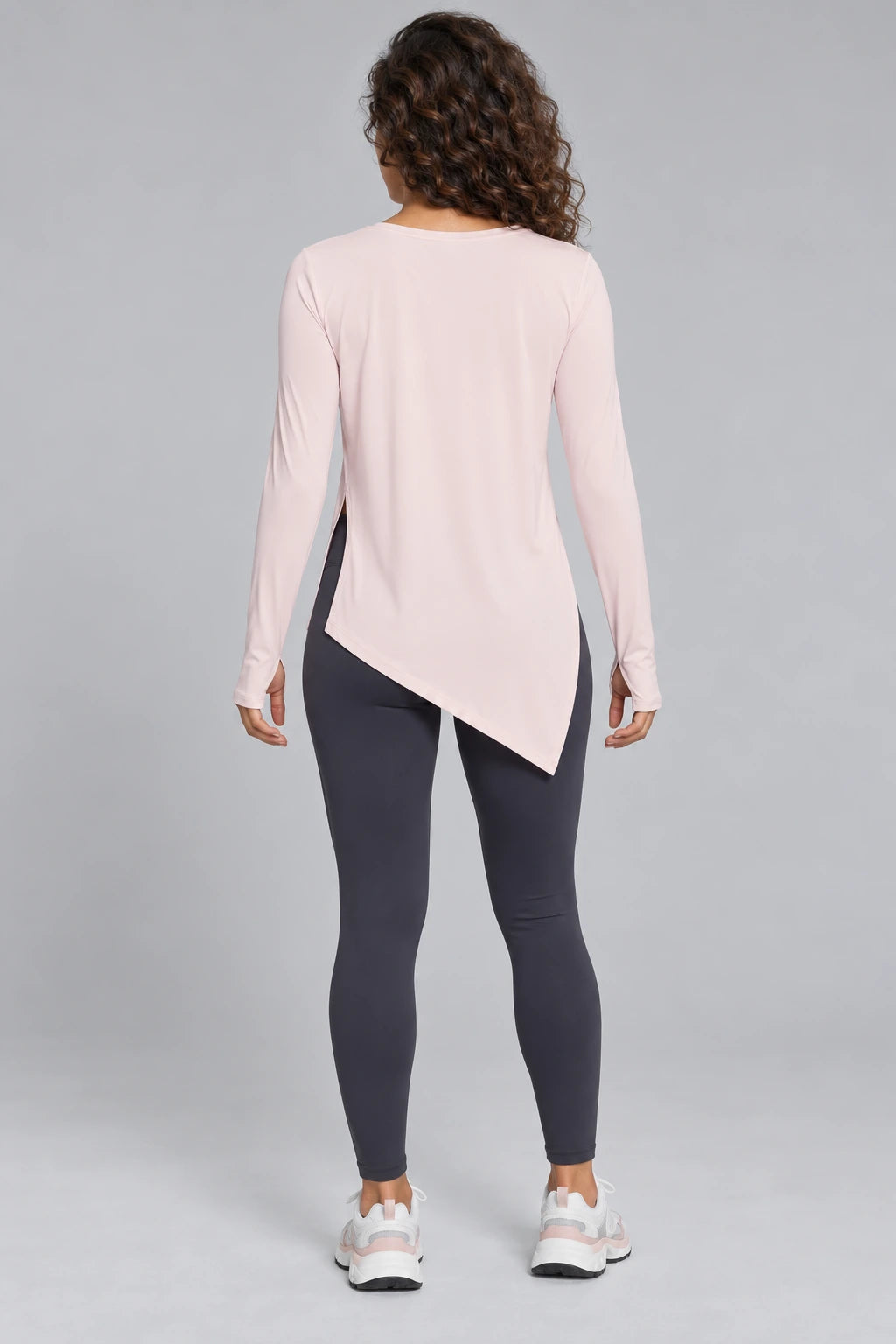WEARHUB Polyester-Spandex Silky-Touch Relaxed Long-Sleeve Top — product, back view