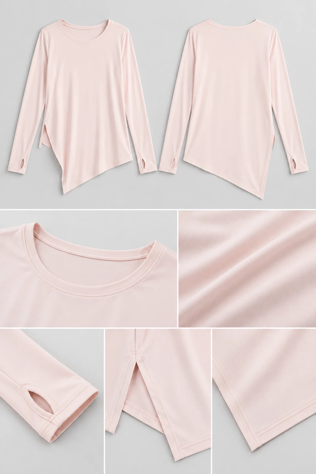 WEARHUB Polyester-Spandex Silky-Touch Relaxed Long-Sleeve Top — product, details view