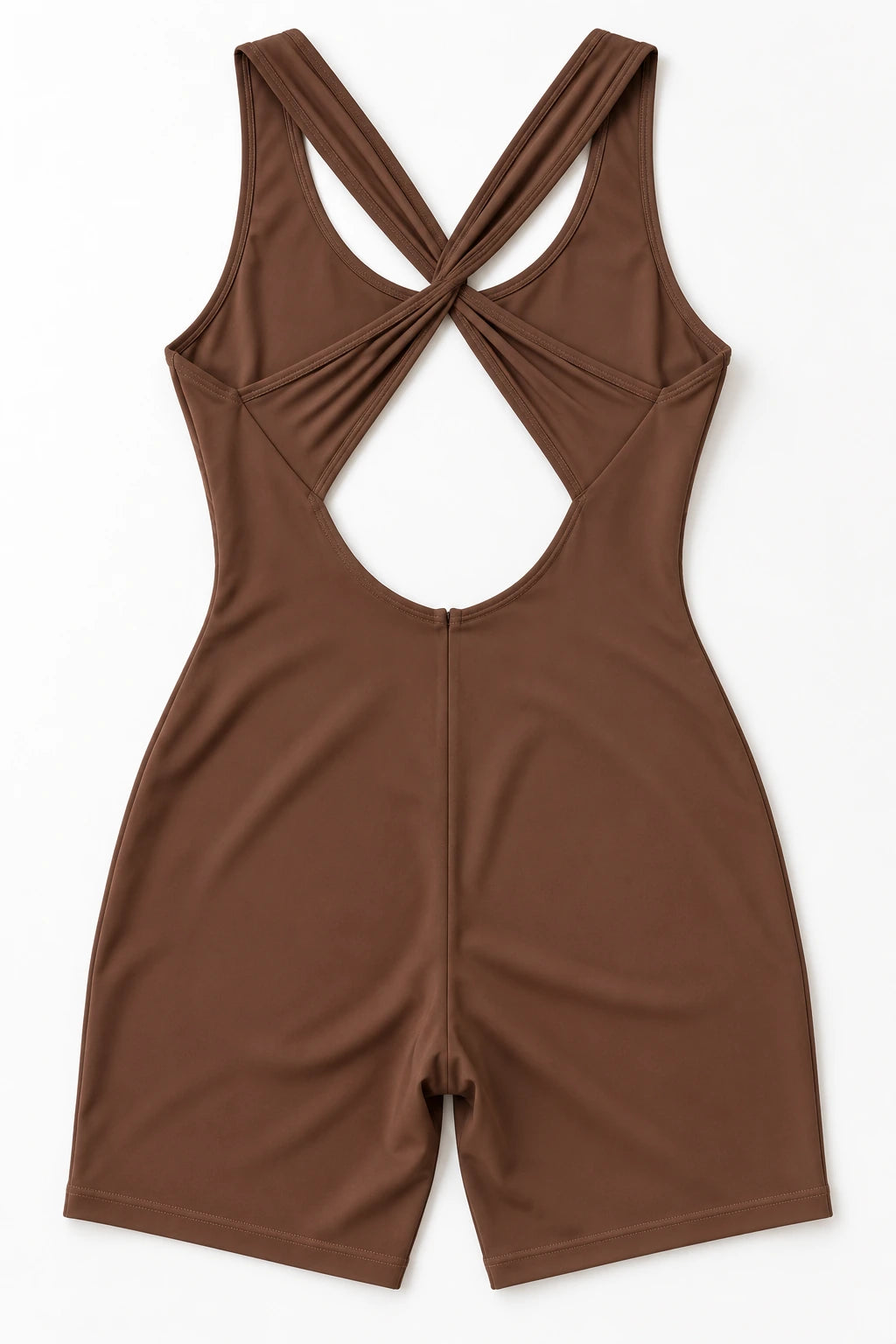 WEARHUB Polyester-Spandex Crisscross Active Romper — Black, fabric and stitching details