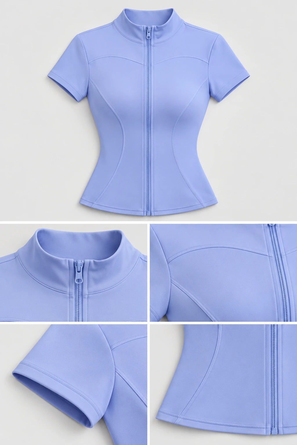 WEARHUB Polyester-Spandex Short-Sleeve Yoga Jacket — product, details view