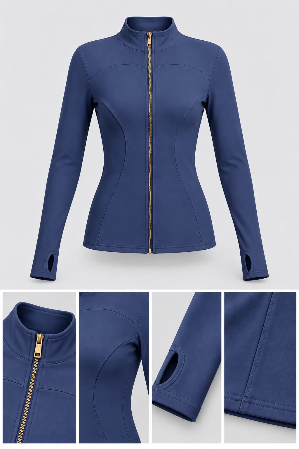 WEARHUB Polyester-Spandex Gold-Tone Chain Yoga Jacket — product, details view