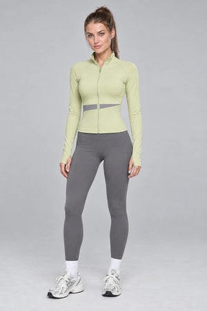 WEARHUB Polyester-Spandex Color-Block Active Jacket — Starry Black, front view