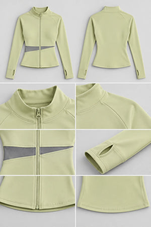 WEARHUB Polyester-Spandex Color-Block Active Jacket — product, details view