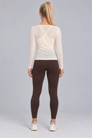 WEARHUB Polyester-Spandex Wrap-Front Mesh Long-Sleeve Active Top — product, back view