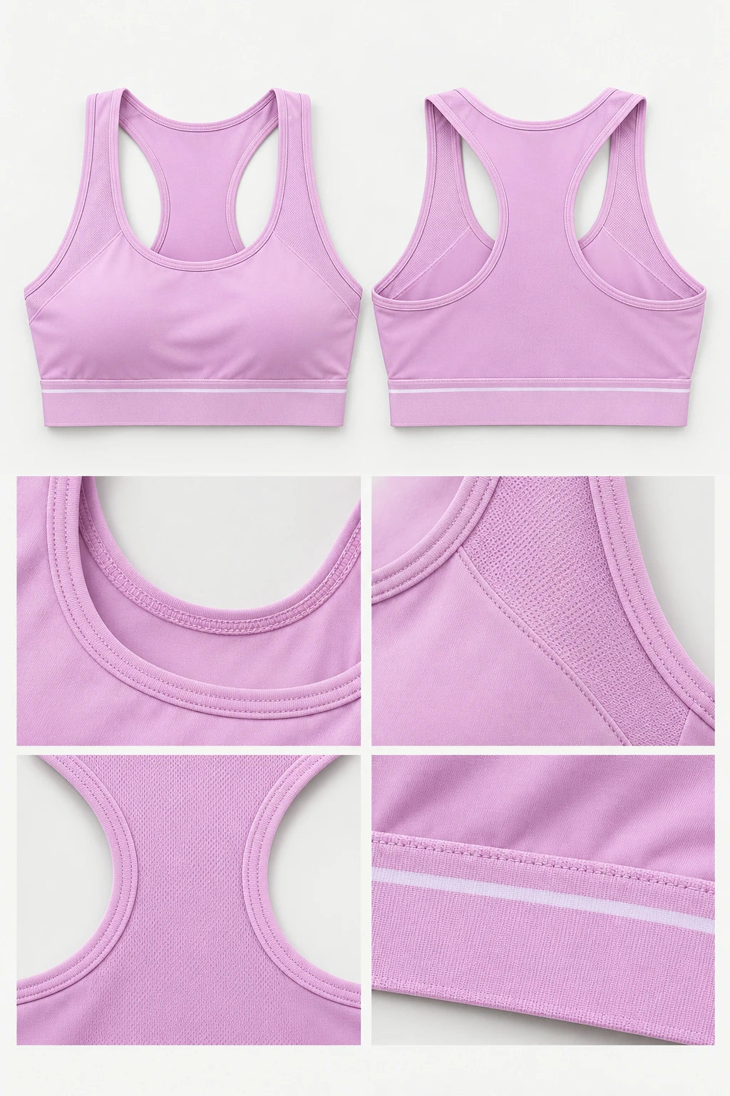 WEARHUB Polyester-Spandex Mesh Racerback Sports Bra — product, details view
