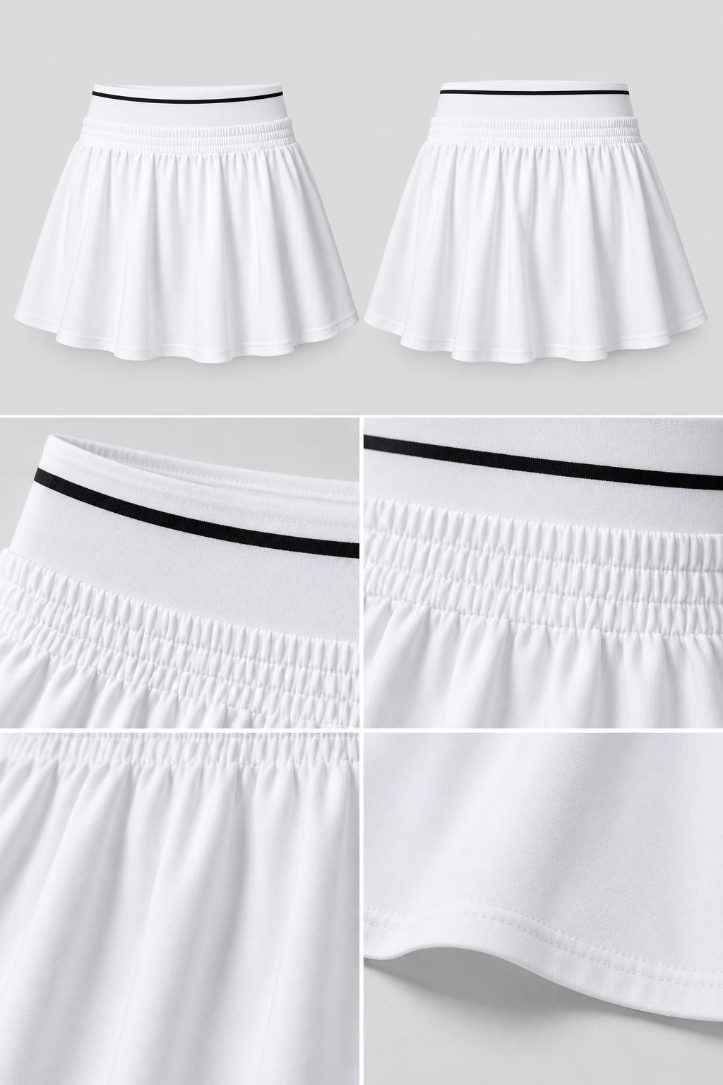 WEARHUB Polyester-Spandex Double-Waistband Active Skirt — product, details view