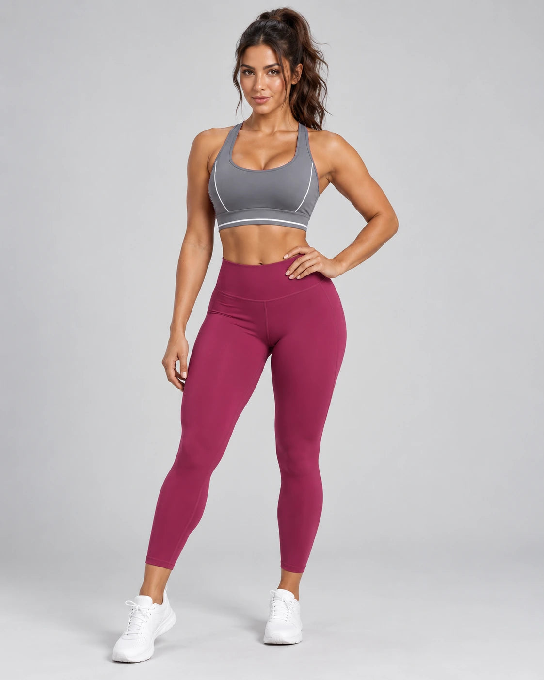 WEARHUB Polyester-Spandex Contrast-Stripe Webbing Sports Bra — Starry Black / White, front view