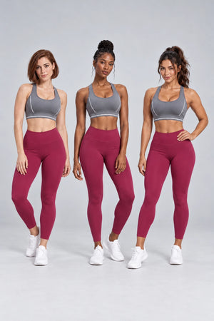 WEARHUB Polyester-Spandex Contrast-Stripe Webbing Sports Bra — product, multiracial view