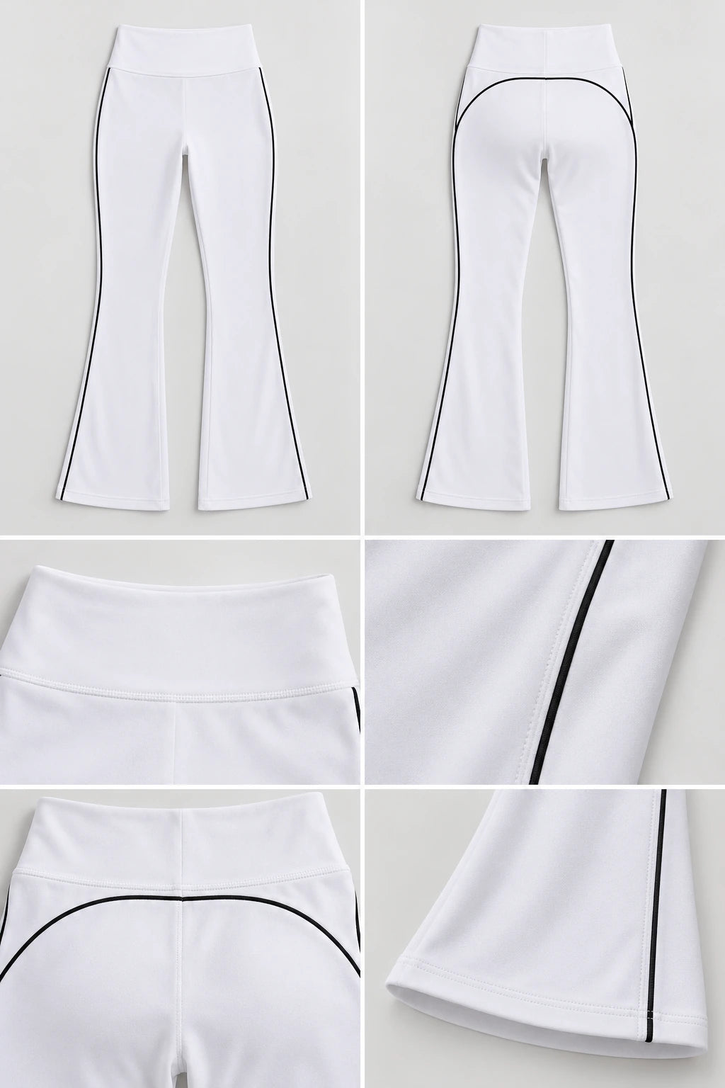 WEARHUB Polyester-Spandex Contrast-Stripe Flared Pants — product, details view